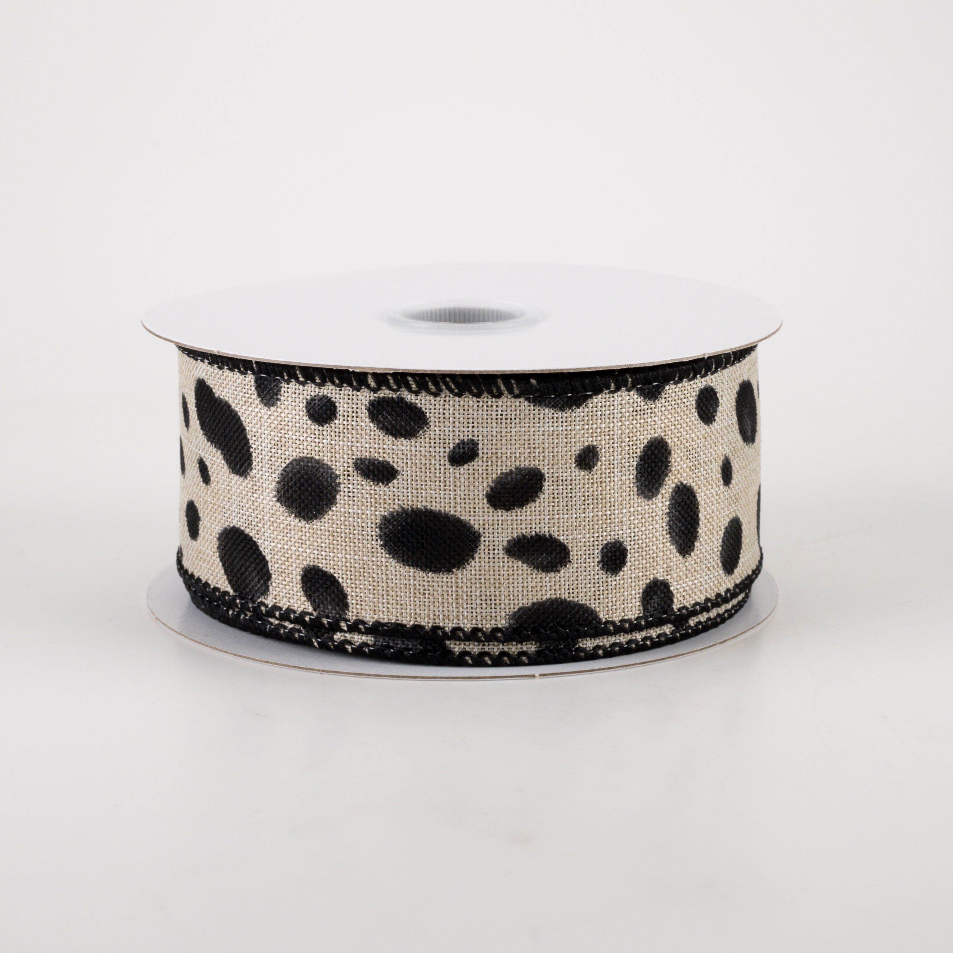 1.5 Inch Linen Animal Cheetah Print Ribbon - Natural Color (10 Yards) for DIY Crafts, Gift Wrapping, Hair Bows and Home Decor