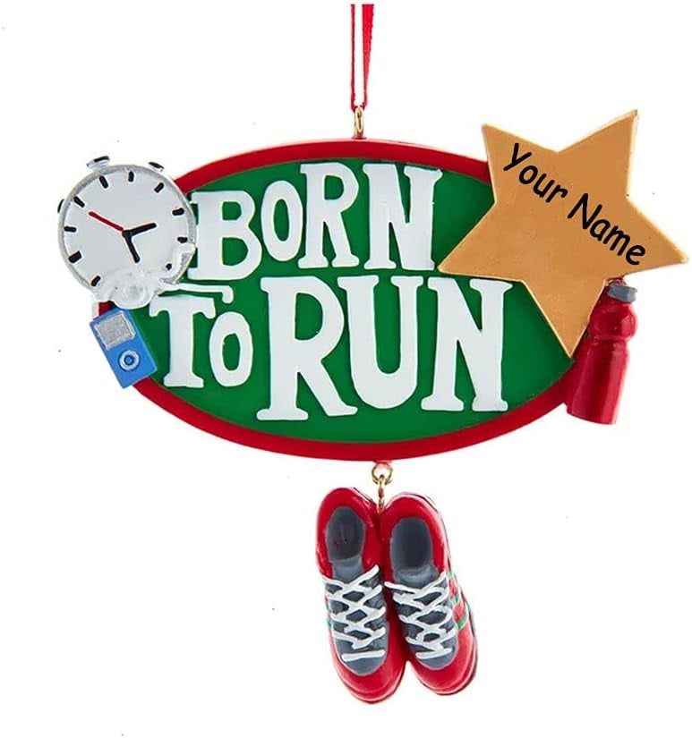 4 Born To Run Personalized Ornament - Custom Christmas Decor for Runners, Joggers & Fitness Enthusiasts - Perfect for Tree Decorations, Gifts & Running Events