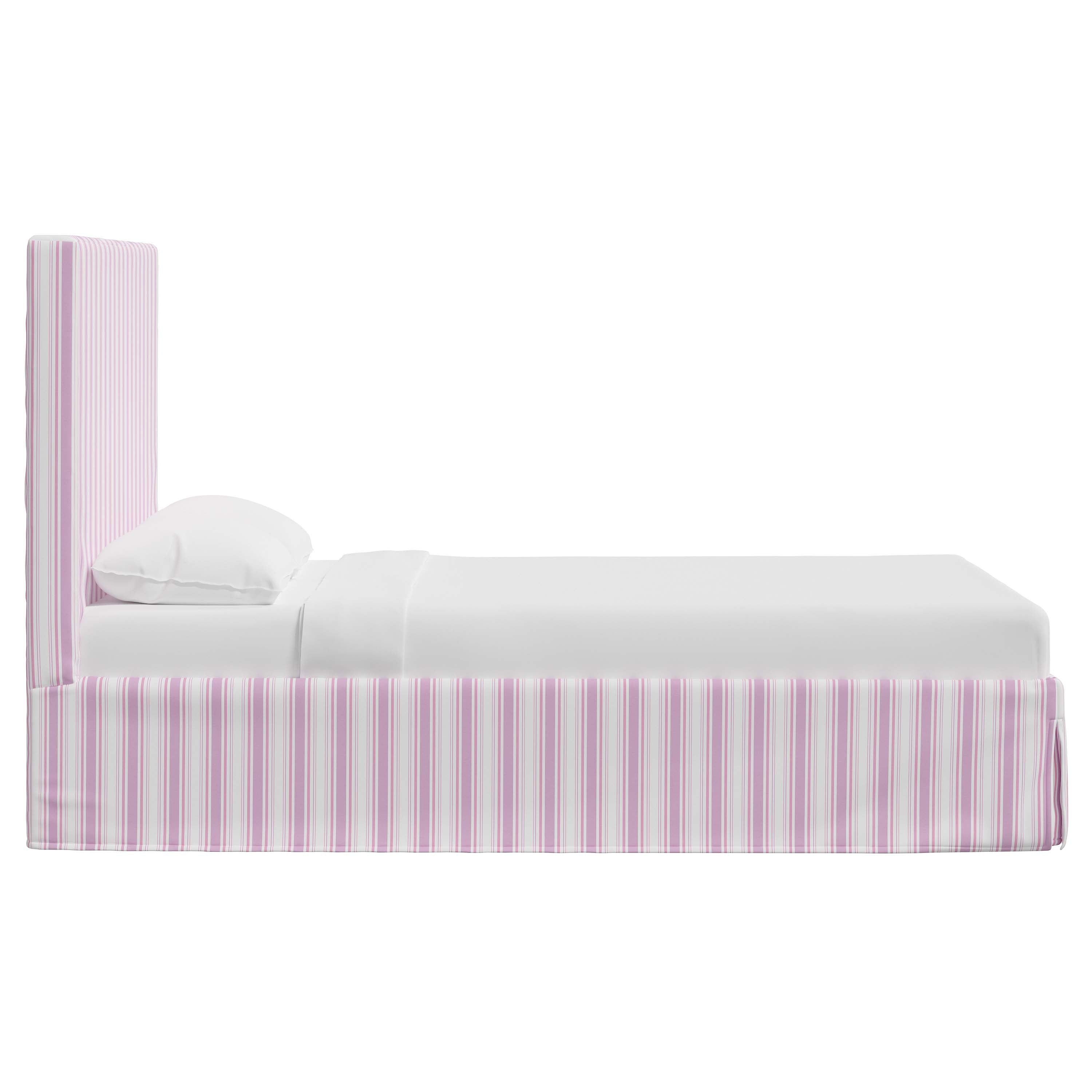 Violet Slipcovered Bed - Soft Washable Fabric Upholstered Queen Size Bed Frame with Headboard - Perfect for Modern Bedrooms, Guest Rooms & Cozy Home Decor