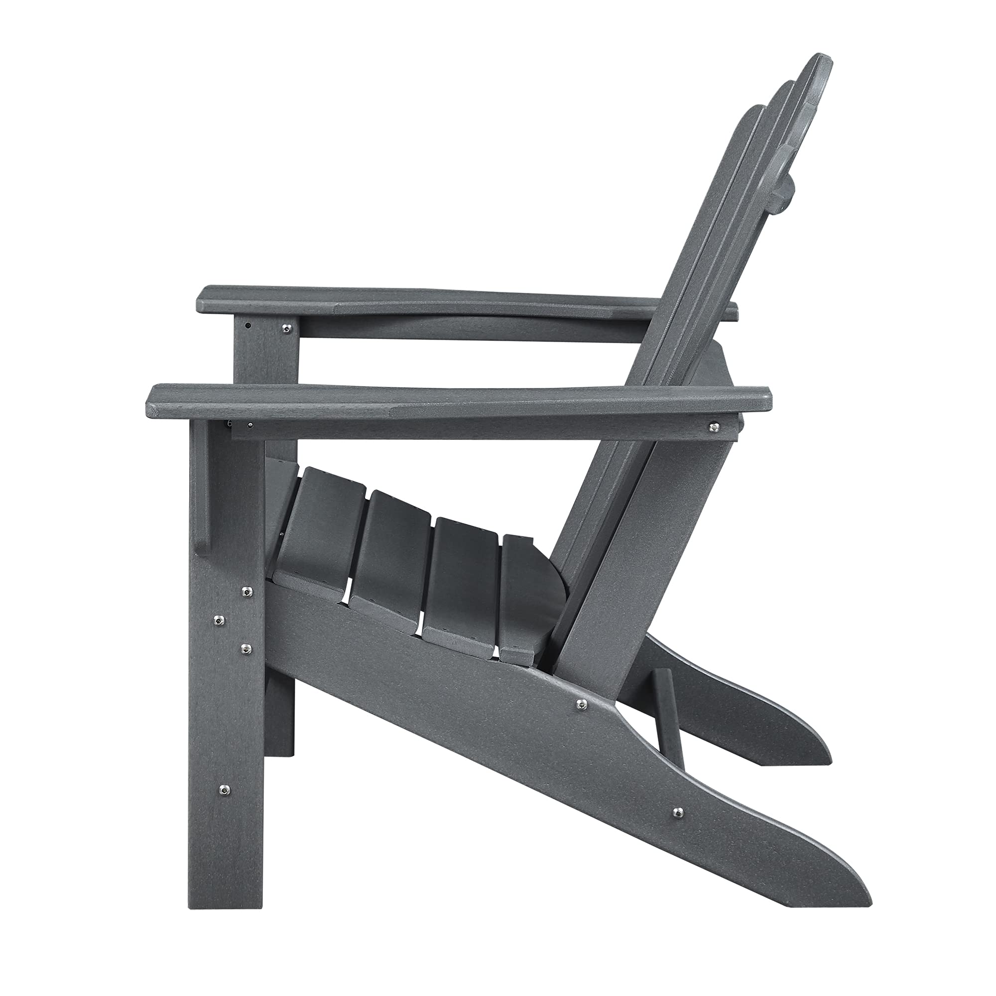 Premium Weather-Resistant Adirondack Chair - Heavy-Duty Outdoor Patio Furniture for Yard, Deck, Garden & Backyard - Comfortable Grey Lawn Seating for Relaxing, Lounging & Sunbathing (Set of 1)