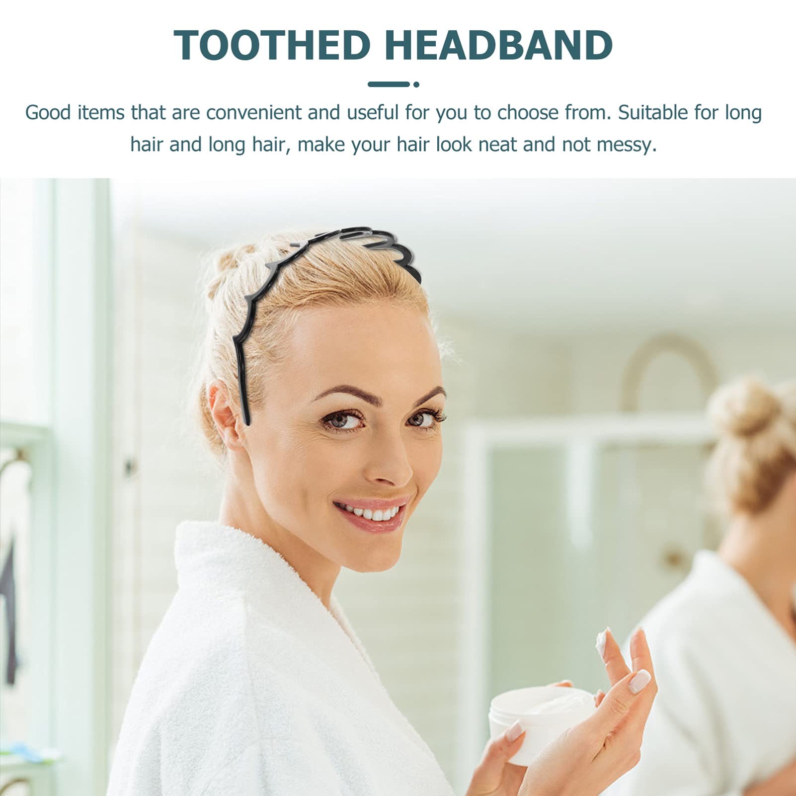 HEALLILY 3-Pack Black Plastic Toothed U-Shaped Headbands for Men & Women - Unisex Elastic Hair Bands with Comb Teeth for Secure Hold - Perfect for Sports, Workouts, Yoga, and Everyday Styling