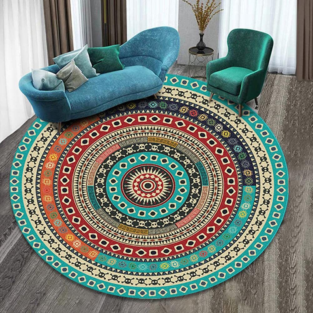 Non-Slip Round Chair Mat for Hardwood Floors - Low Pile Office Carpet Protector | Decorative Multi-Purpose Rug for Rolling Computer Chairs (36