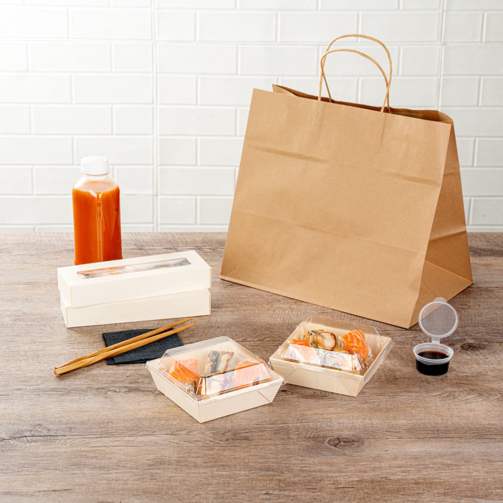 Restaurantware 100 Pack Clear Plastic Lids 5.3 x 5.3 x 1 Inch - Square Transparent To-Go Container Lids for 14 oz Flare Wooden Food Boxes (Containers Sold Separately) | Perfect for Takeout, Meal Prep & Catering