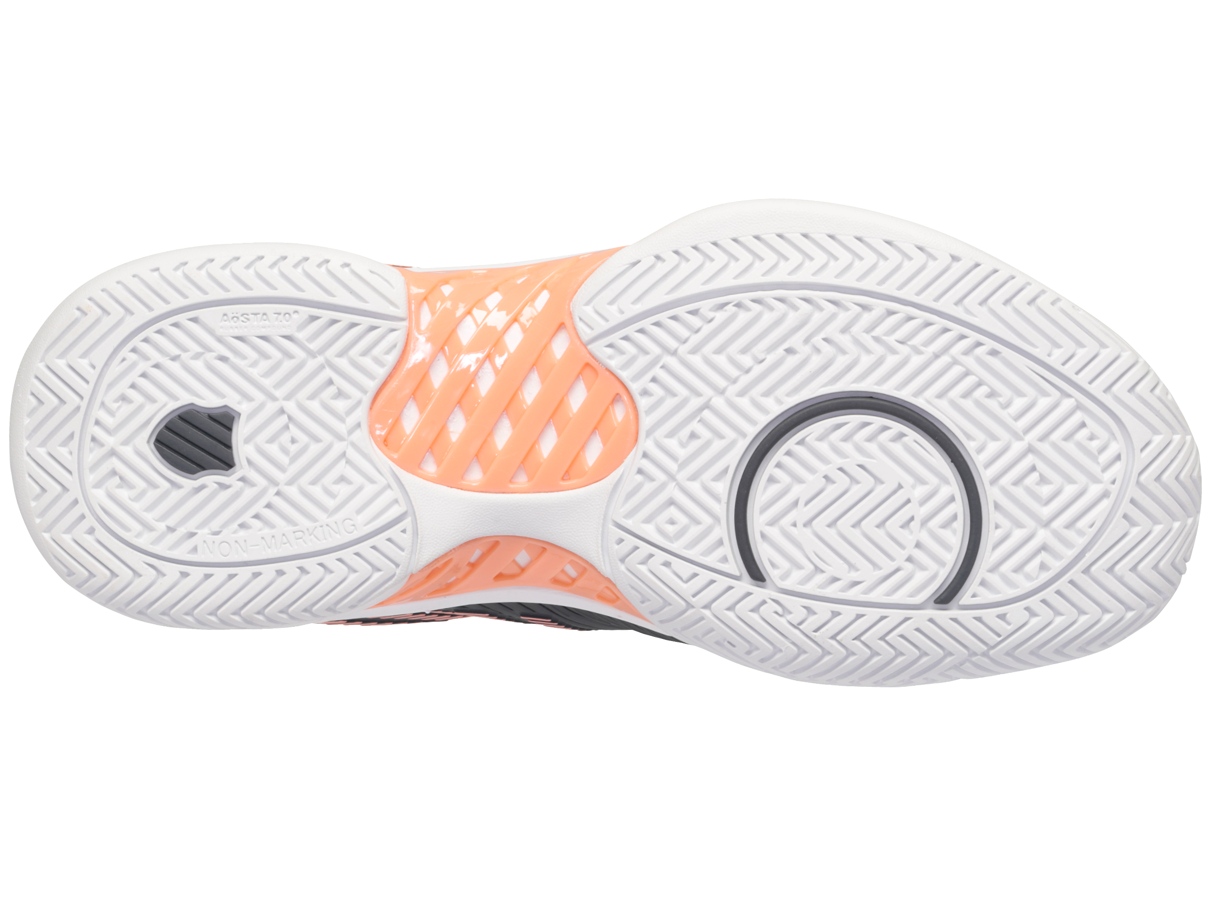 Hypercourt Express 2 Wide Tennis Shoes - 96807 009 W | Asphalt/White/Peach Amber Color | Lightweight & Durable for Court Performance | Perfect for Competitive Tennis & Training Sessions