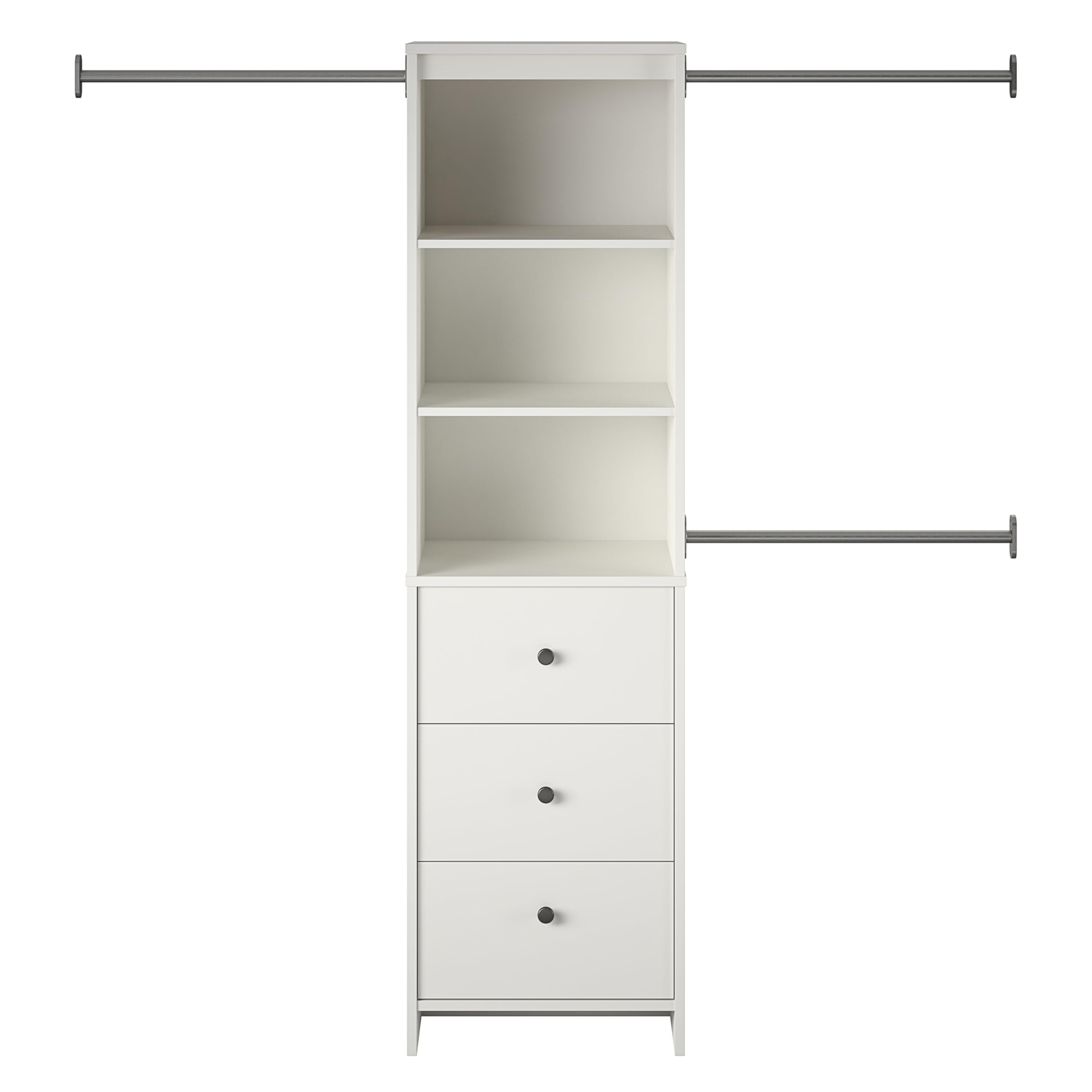 Systembuild Beckett White Closet Storage Organizer - Space-Saving Wardrobe & Closet Organization Solution for Bedrooms, Walk-In Closets & Small Spaces