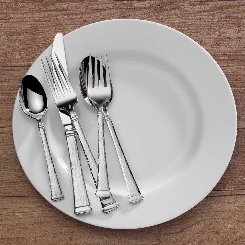 Premium Harmony Hammered 65-Piece Stainless Steel Flatware Set - Service for 12 - Elegant Dining Utensils for Dinner Parties, Weddings & Holiday Gatherings