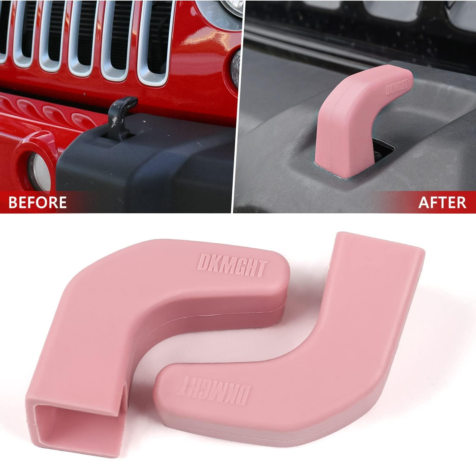 Pink Bumper Tow Hook Covers for Jeep Wrangler JK JL Gladiator TJ (2007-2022) - 2PCs Protective Accessories | Off-Road Style Upgrade & Front End Protection