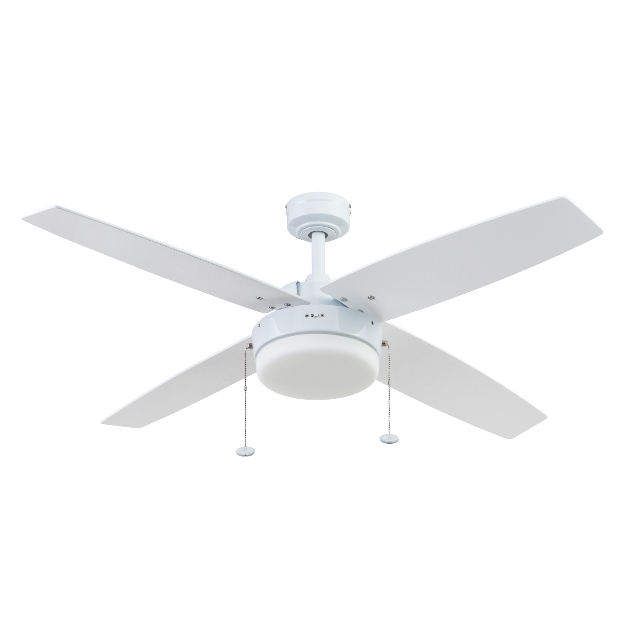 52 Inch Memphis White Ceiling Fan with Pull Chain - Modern Indoor/Outdoor Ceiling Fan for Living Room, Bedroom, Patio - Energy Efficient & Quiet Operation