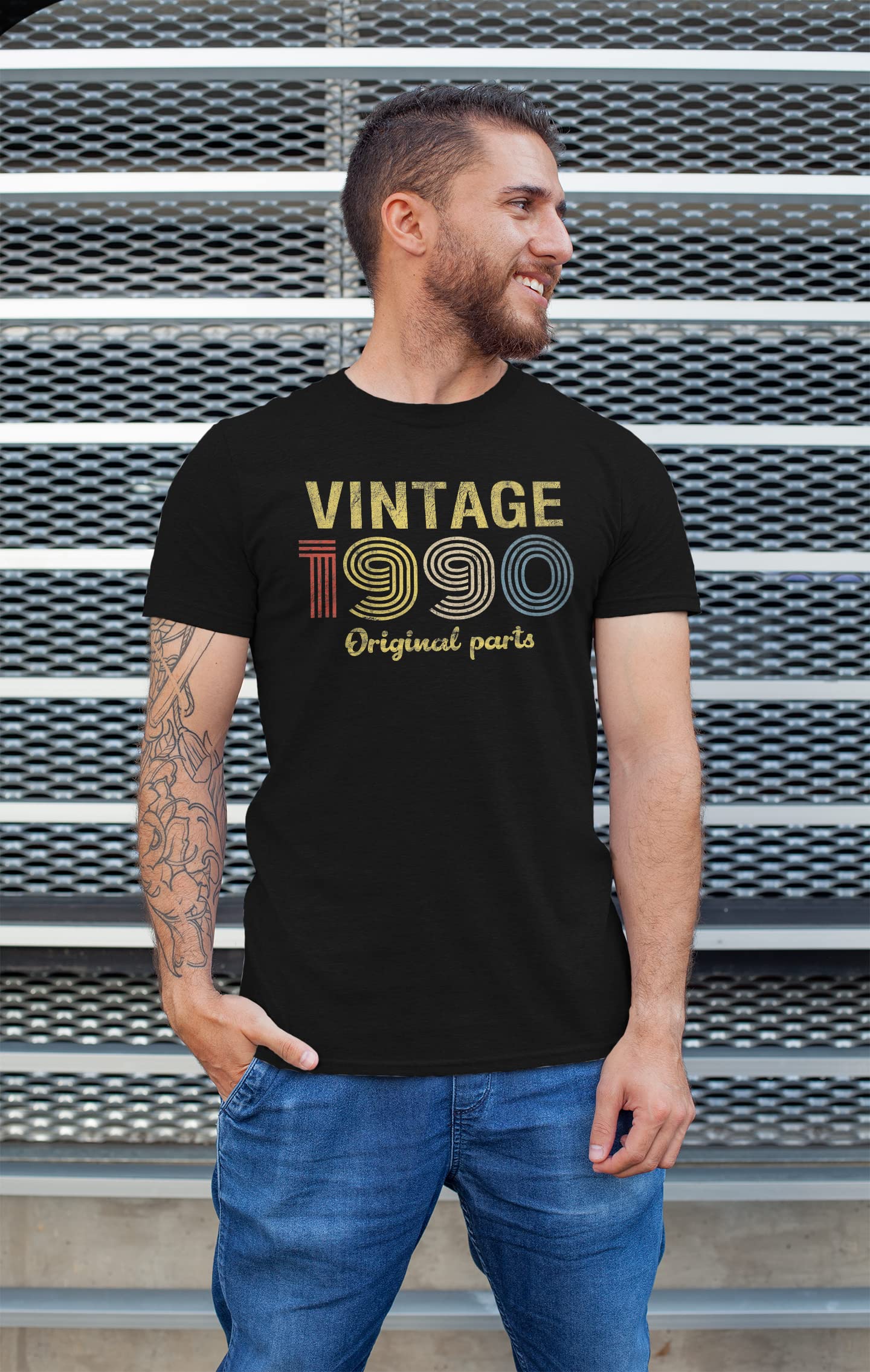 Vintage 1990 Retro 35th Birthday Gift for Men - Original Parts Themed T-Shirt - Perfect for 90s Nostalgia, Milestone Celebrations & Casual Wear