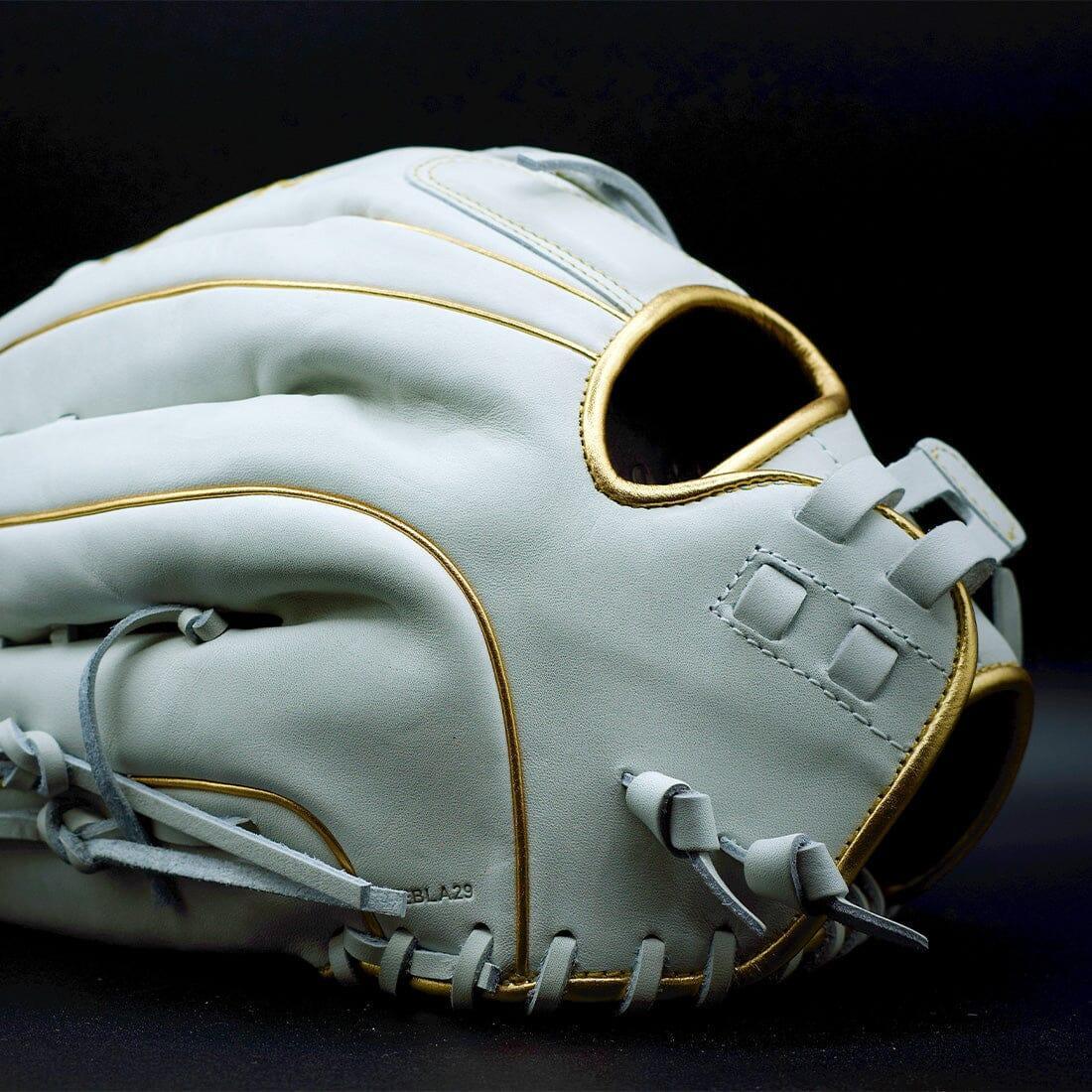 Miken Gold Pro Series 13 Inch White Slowpitch Softball Fielding Glove (PRO130 WG) - Premium Leather for Adult Players - Perfect for Outfield & Infield Defense