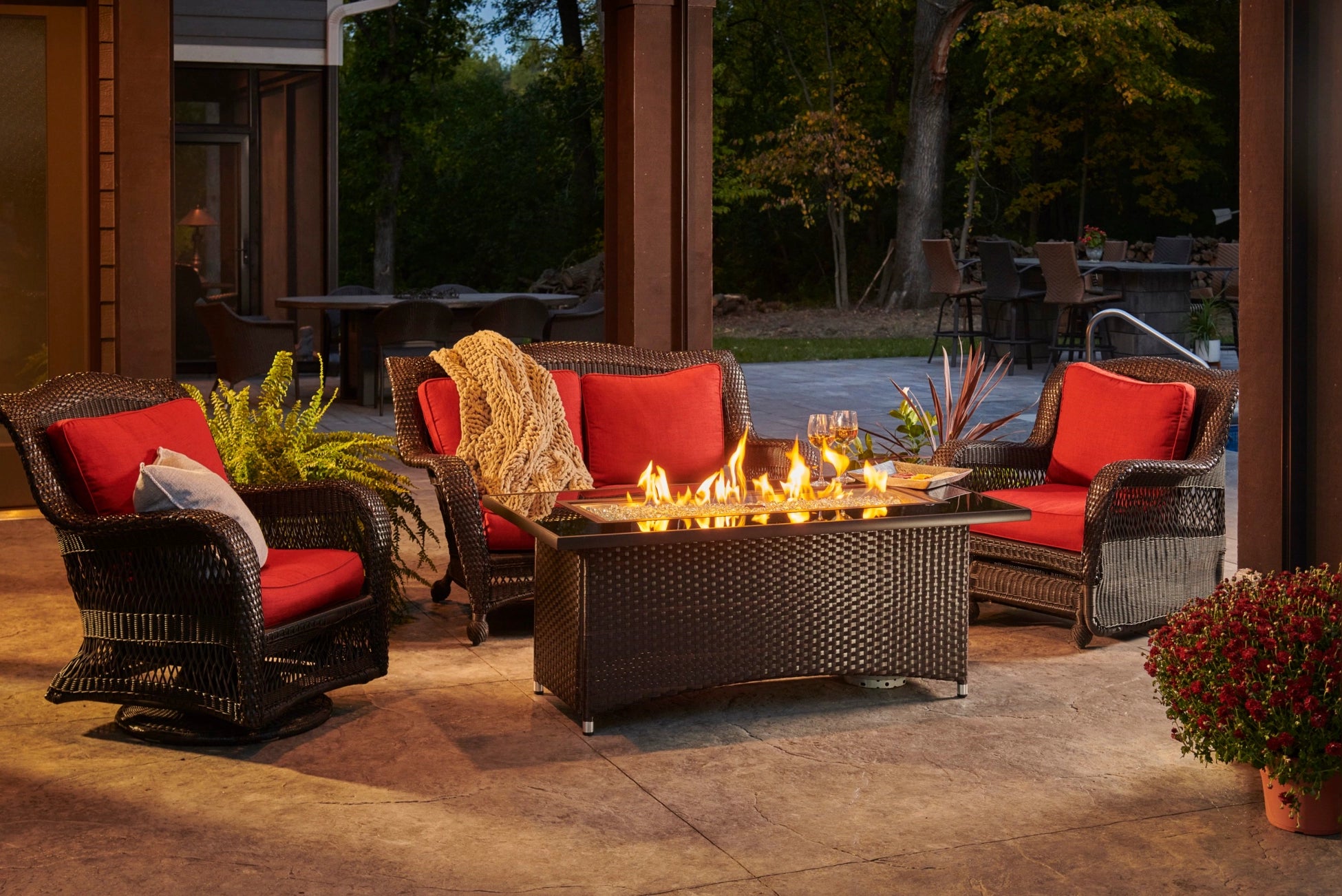 The Outdoor Greatroom Company Montego Linear Gas Fire Pit Table - Modern Patio Heater for Backyard, Deck & Outdoor Living Spaces - Perfect for Entertaining & Relaxing