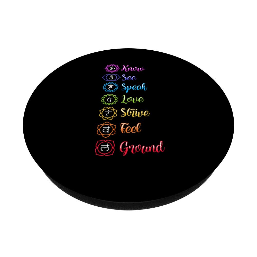 Seven Chakra Om Yoga PopSockets Swappable PopGrip - Spiritual Phone Grip for Yoga, Meditation & Daily Use | Reusable Phone Stand & Sticker