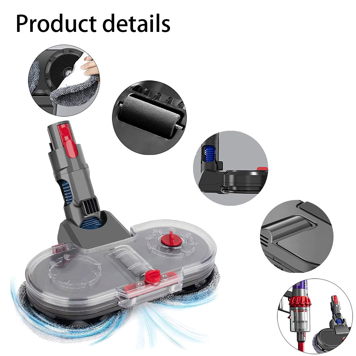 Dyson V15 V11 V10 V8 V7 Cordless Vacuum Electric Mop Head Replacement Kit - Includes 5 Washable Mop Pads & 1 Water Tank - Perfect for Hardwood Floors, Tile & Laminate Cleaning