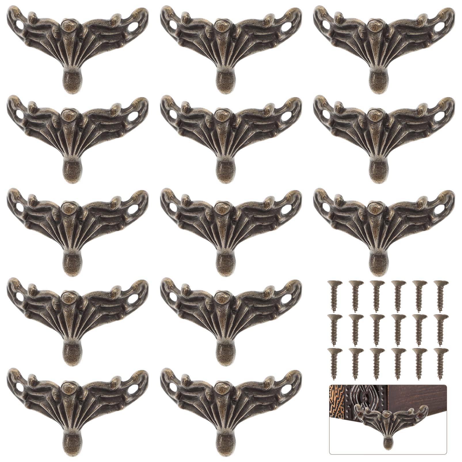 DOITOOL 25pcs Antique Metal Box Feet & Corner Protectors - Decorative Legs for Jewelry Box, Wood Chest, Gift Box, Wine Box, Toolbox & Cabinet - Perfect for Home Decor & Furniture Protection