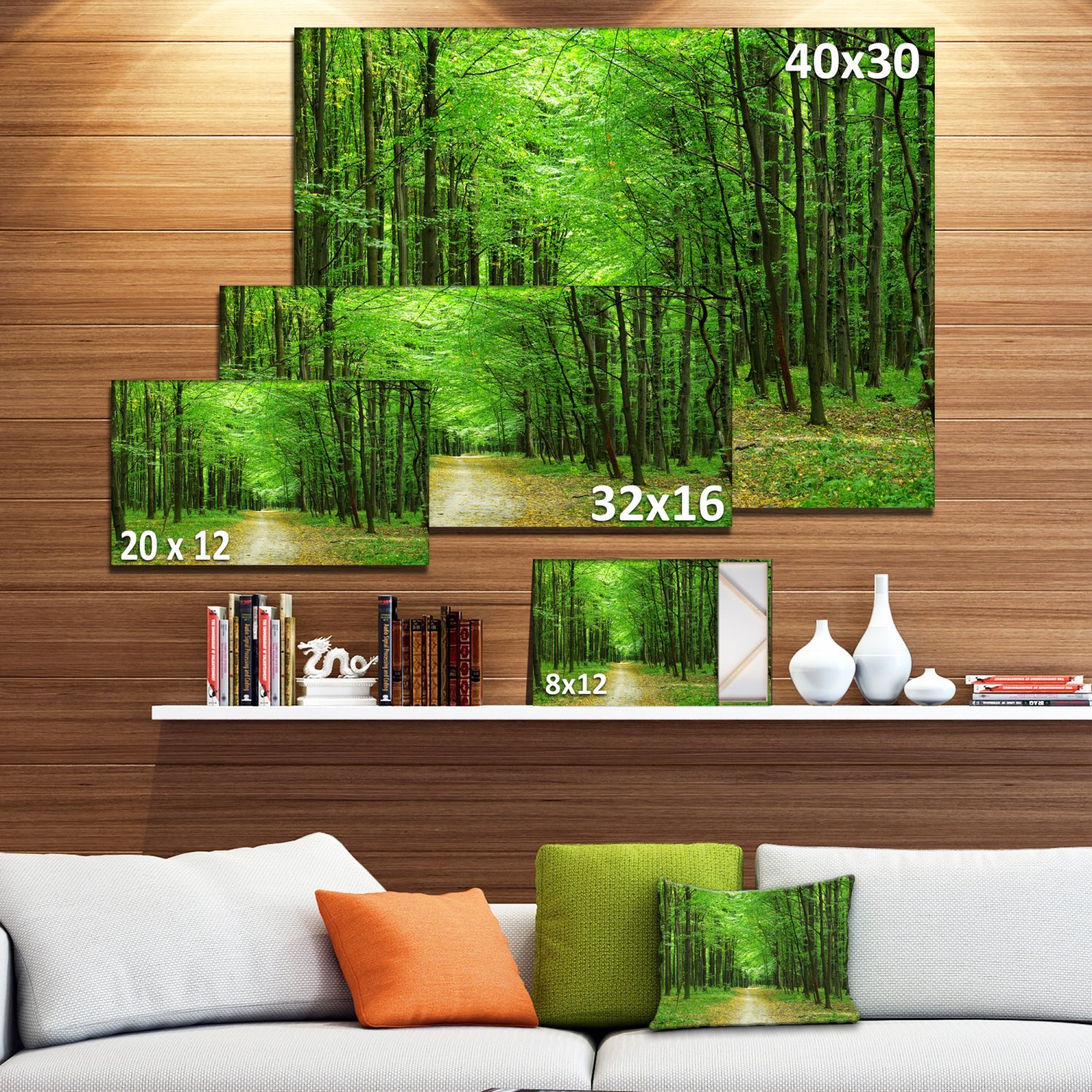 Green Forest Pathway Landscape Photography Canvas Print - Nature Wall Art for Living Room, Bedroom & Office Decor