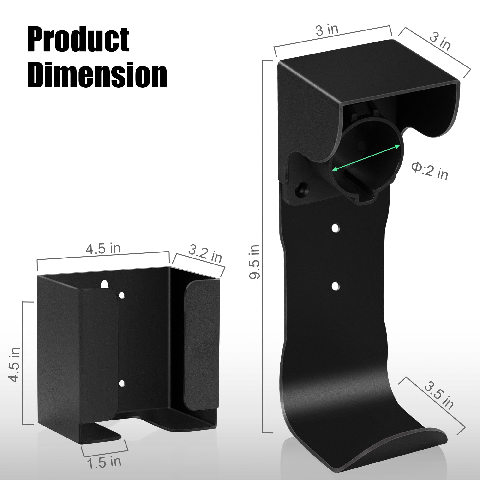 VarCozy EV Charger Holder Set - Wall Mount SAE J1772 Charging Box & Nozzle Holster Dock with J-Hook - Organizer for Electric Car Charging Cable - Perfect for Home Garage & Outdoor Parking Use