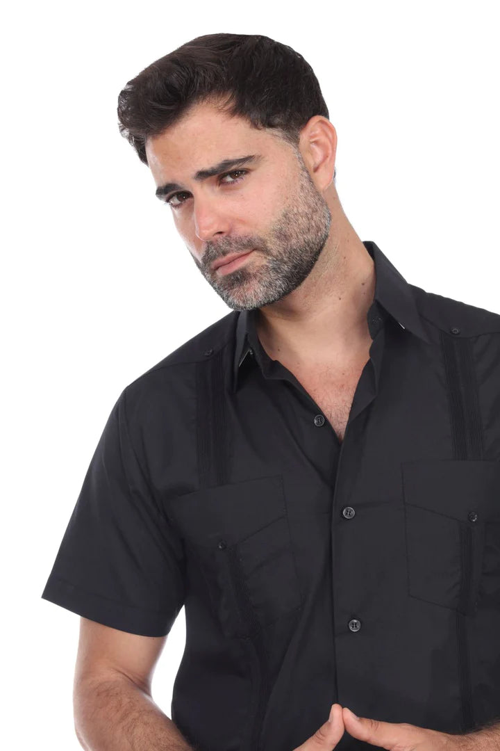 Men's Guayabera Shirt - Classic Cuban Style Short Sleeve Button Down (1673) | Perfect for Summer Weddings, Beach Vacations & Casual Wear