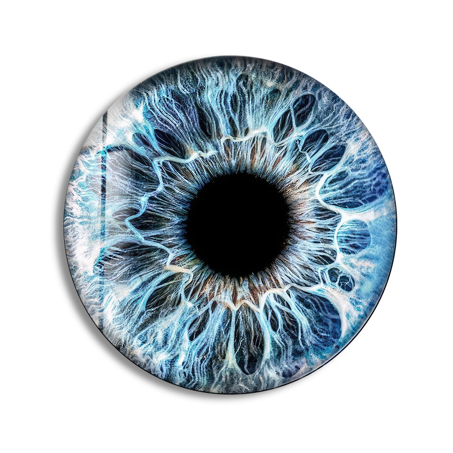 Blue Eye Round Glass Wall Art Decor - Handmade Bohemian Style Hanging Decoration for Living Room, Bedroom & Office