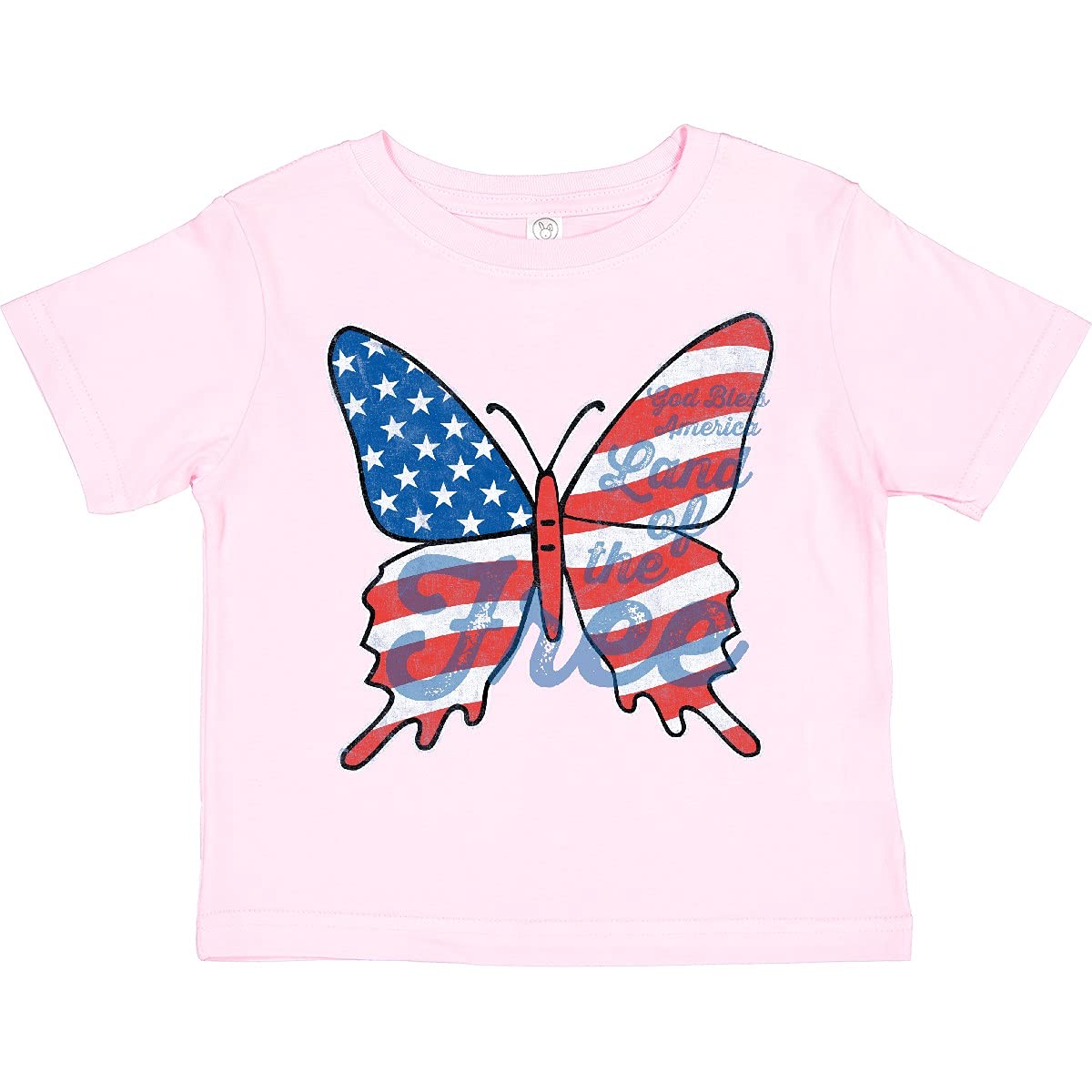 Inktastic Patriotic Butterfly Toddler T-Shirt - Cute American Flag Design for Kids - Perfect for 4th of July, Memorial Day & Independence Day Celebrations