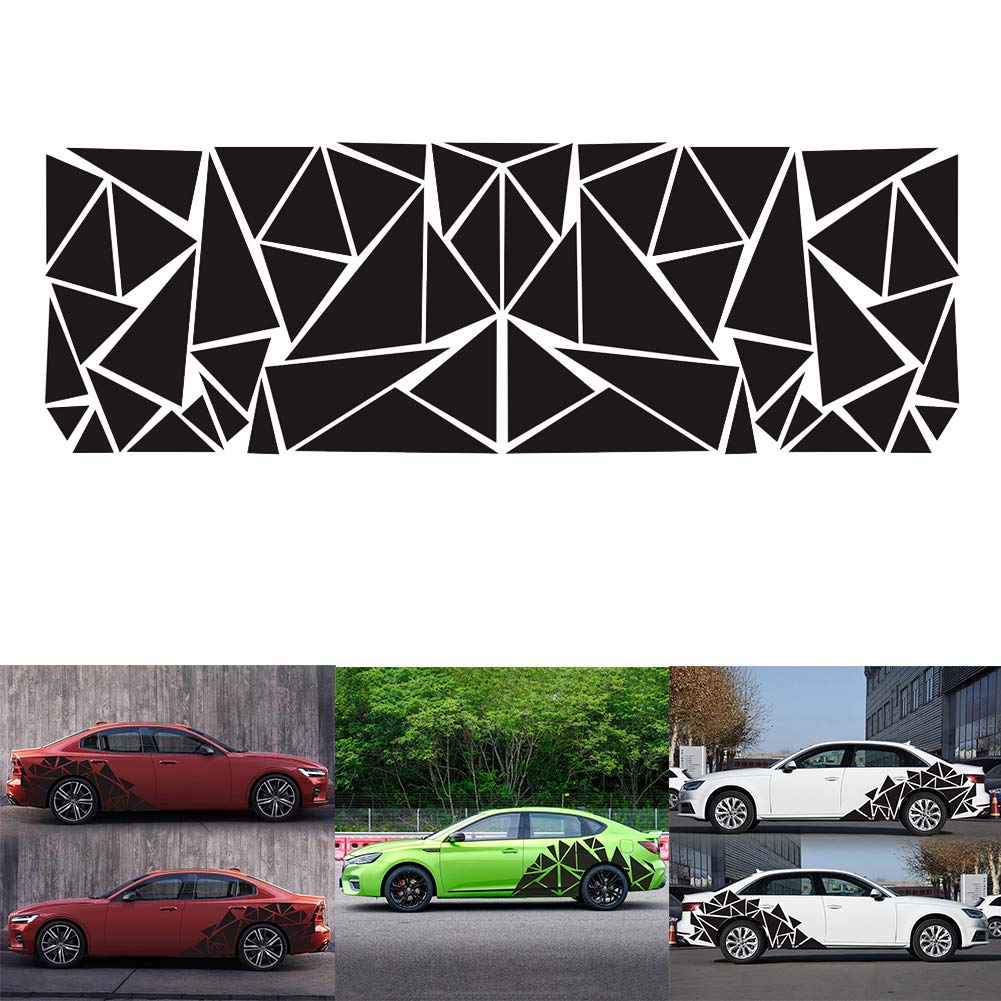 Unique Triangle Car Side Stickers - 2MX60CM Vinyl Racing Decals for Sports Cars - Fast Delivery