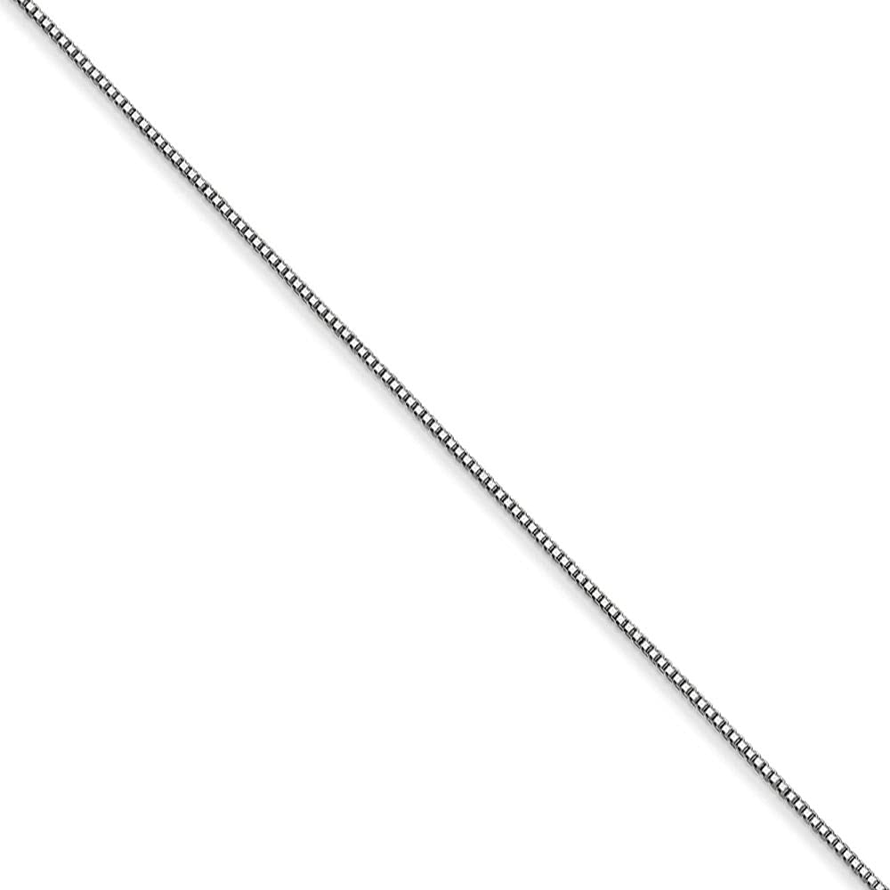 Black Bow Jewelry 0.5mm 14k White Gold Solid Box Chain Necklace - Perfect for Everyday Wear & Special Occasions