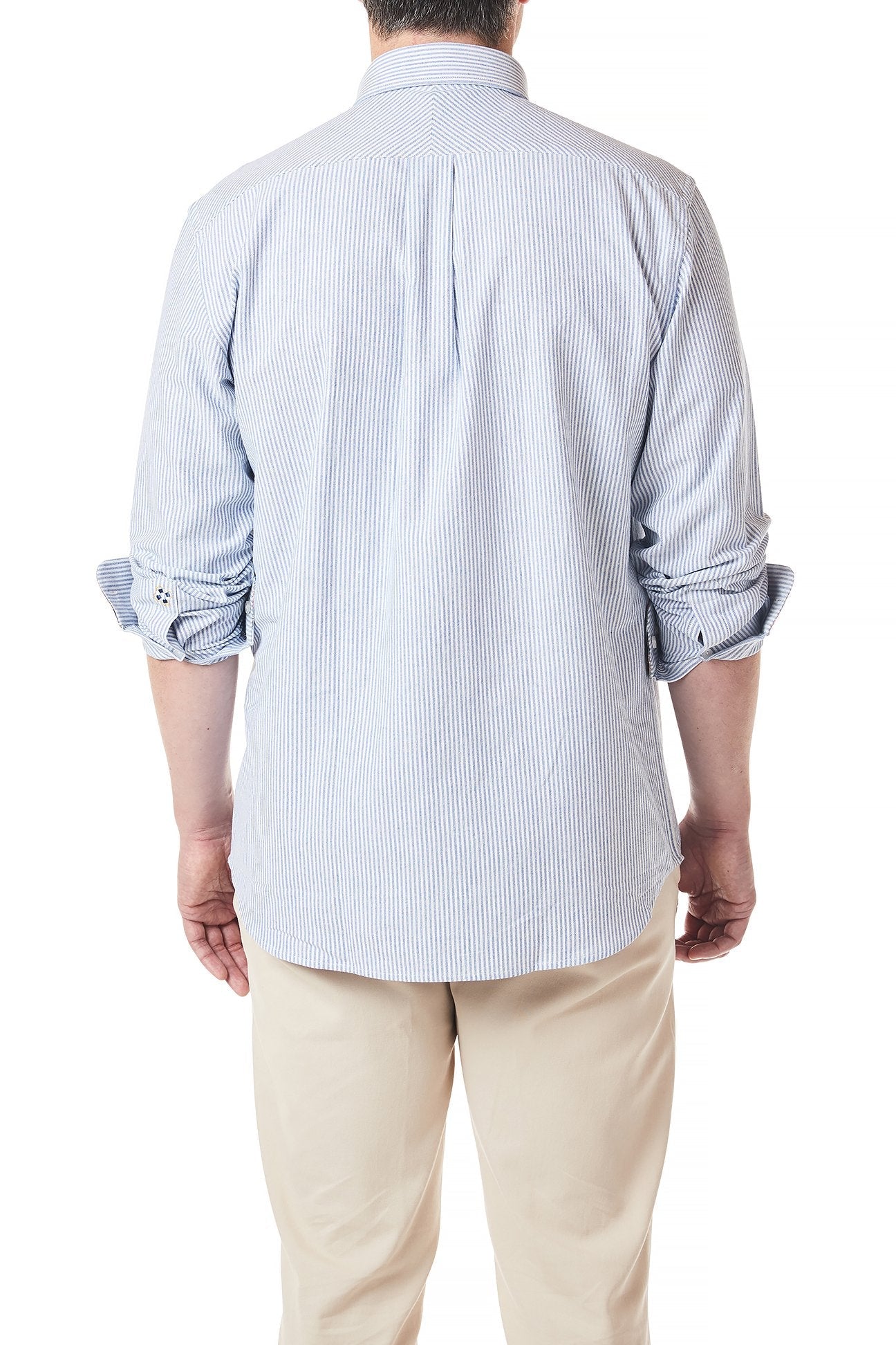 Men's Chase Oxford Shirt - Classic Blue Stripe with Dress Stewart Trim | Business Casual & Office Wear