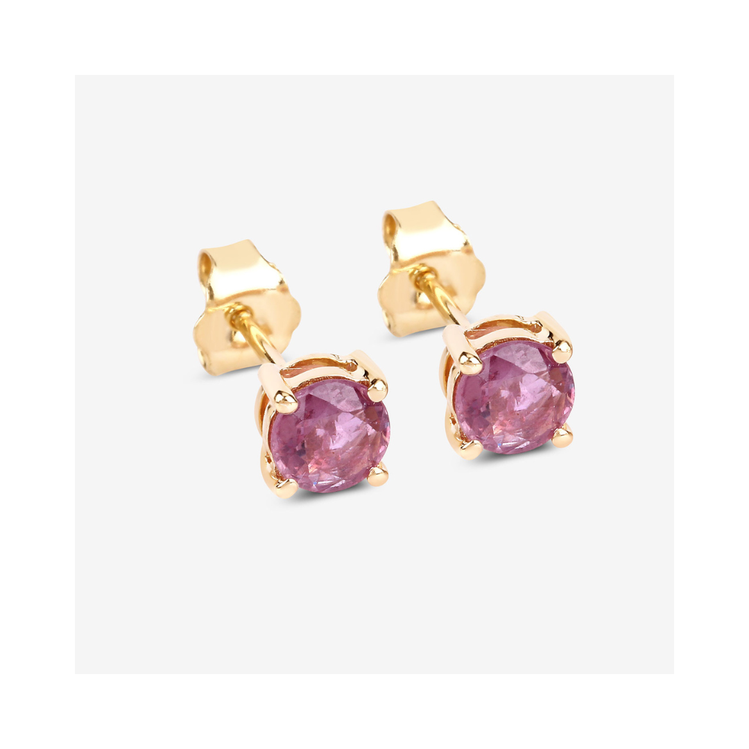 10K Gold Pink Sapphire Earrings for Women - Genuine Gemstone Stud Earrings - Perfect for Weddings, Anniversaries & Special Occasions