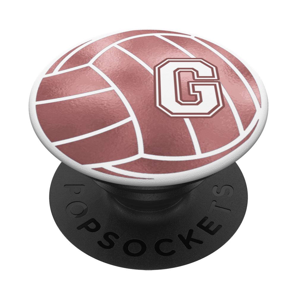 Rose Pink Volleyball Phone Grip - Personalized Name Starts with Letter G - Perfect Gift for Volleyball Players & Fans