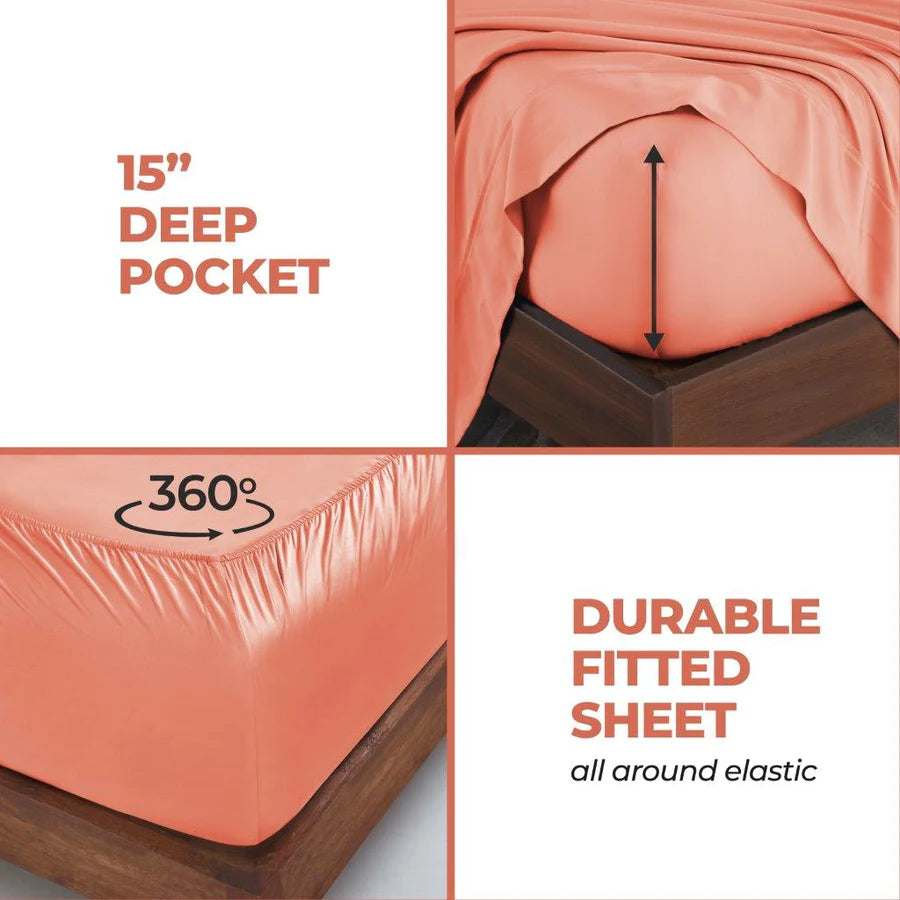Premium 300 Thread Count Modal Bed Sheet Set from Beechwood - Deep Pocket Fitted Sheets for Queen/King Size Beds - Ultra Soft & Breathable Bedding for All-Season Comfort