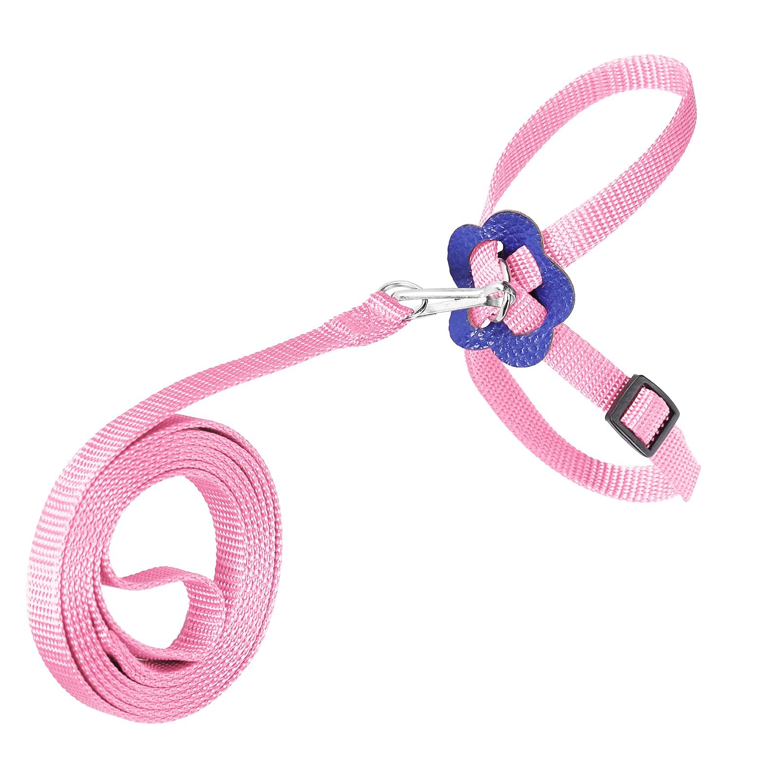 Adjustable Nylon Parrot Harness & Leash - 120cm Anti-Bite Training Rope for Outdoor Flying - Perfect for Alexandrine, Scarlet, Keck & Mini Macaw Birds (Pink) - Ideal for Safe Outdoor Adventures, Training Sessions & Park Visits