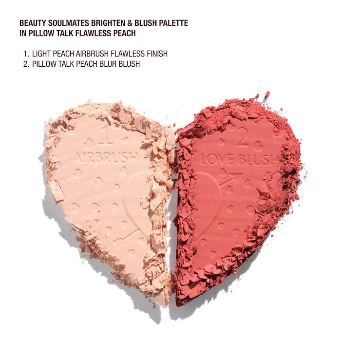 Charlotte Tilbury Pillow Talk Beauty Soulmates Airbrush Flawless Blush & Highlighter Duo - Natural Glow Makeup for Cheeks & Face - Perfect for Everyday Wear, Date Night & Special Occasions