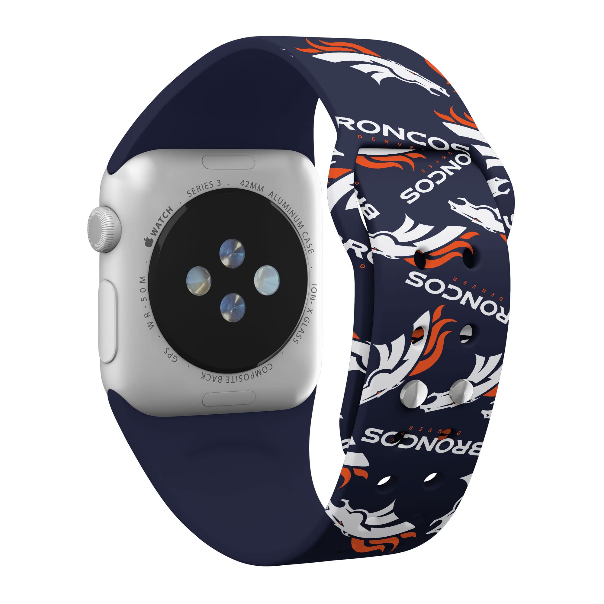 Denver Broncos HD Watch Band Compatible with Apple Watch Series 1-9 - Durable Sports Wristband for NFL Fans, Game Day & Everyday Wear