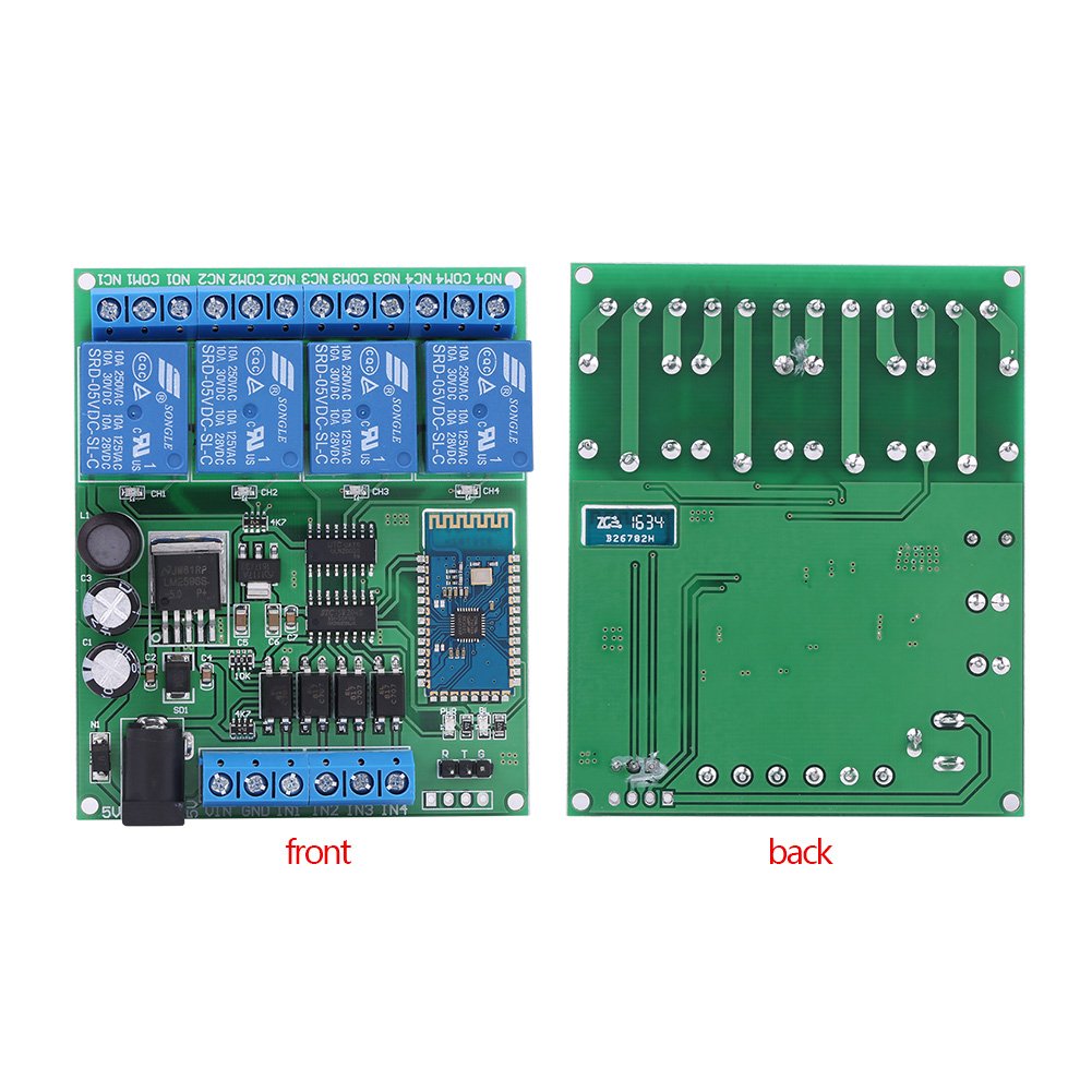 Hilitand 4 Channel Bluetooth Relay Module - Wireless Remote Control Switch for Smart Home Automation | DIY Projects, IoT Devices & Home Appliance Control