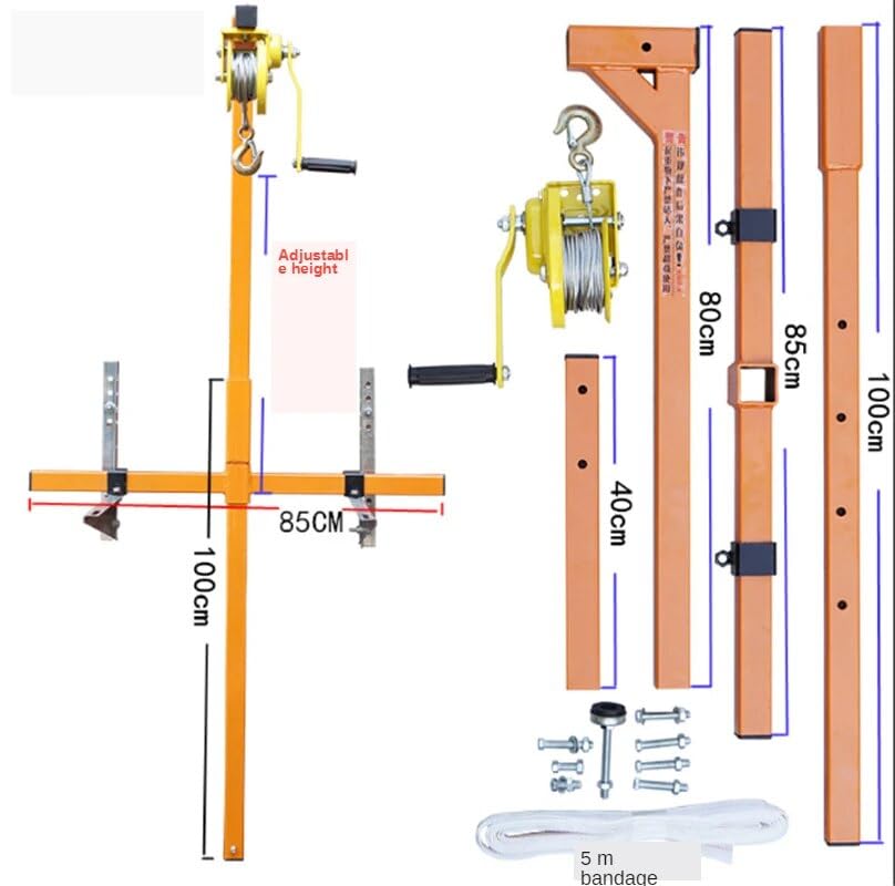 Self-Locking Manual Winch with Folding Bracket - 10m Air Conditioner Installation Lifting Crane Tool for HVAC, Window AC Units & Home Appliance Mounting (EKNGOORAN-10M) - Perfect for Contractors & DIY Home Improvement Projects