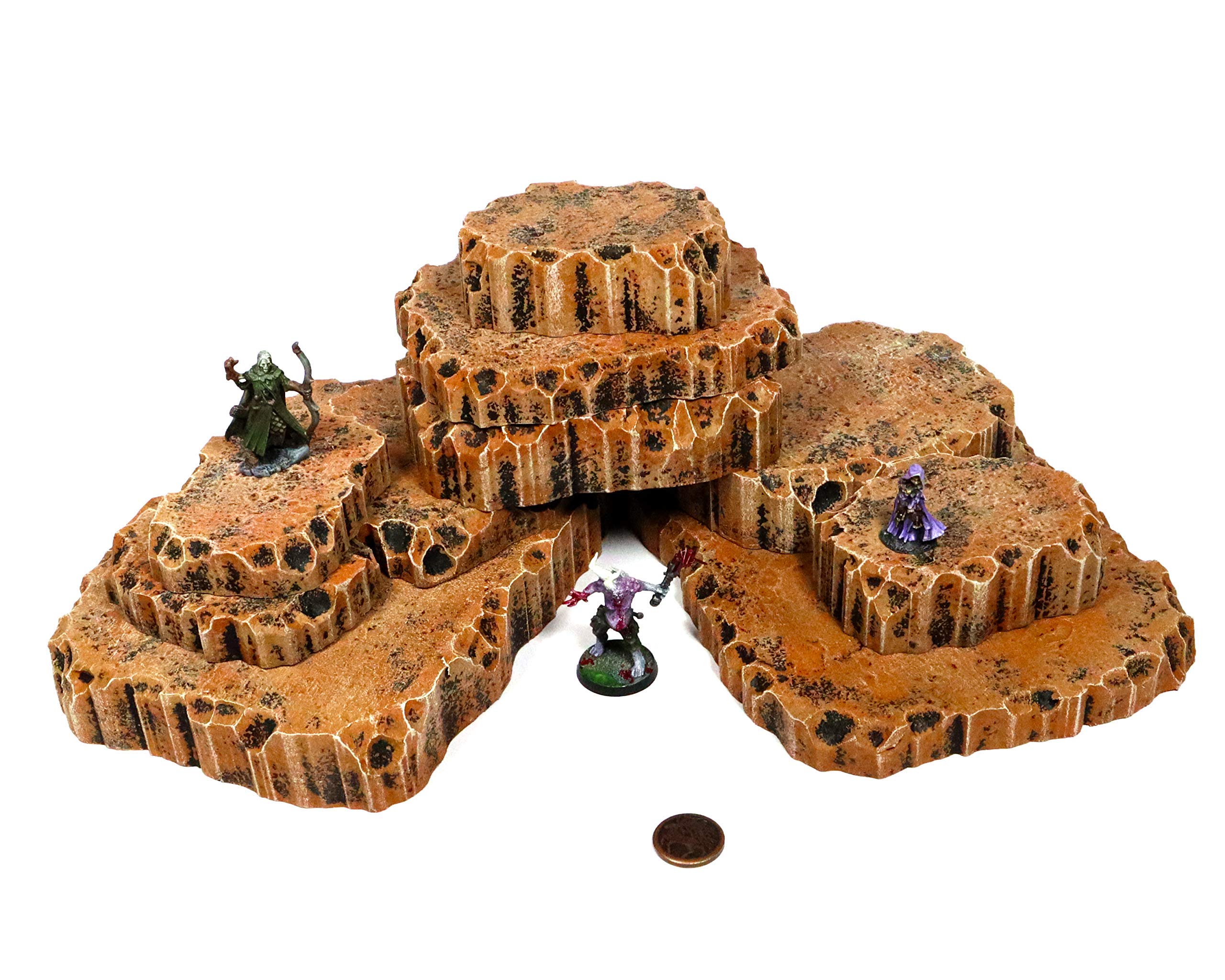 Handmade Earth Toned Stacking Hills Set - Realistic Terrain for Tabletop War Games, D&D, TTRPG & Miniature Wargaming - Perfect for Battlefields, RPG Campaigns & Diorama Displays