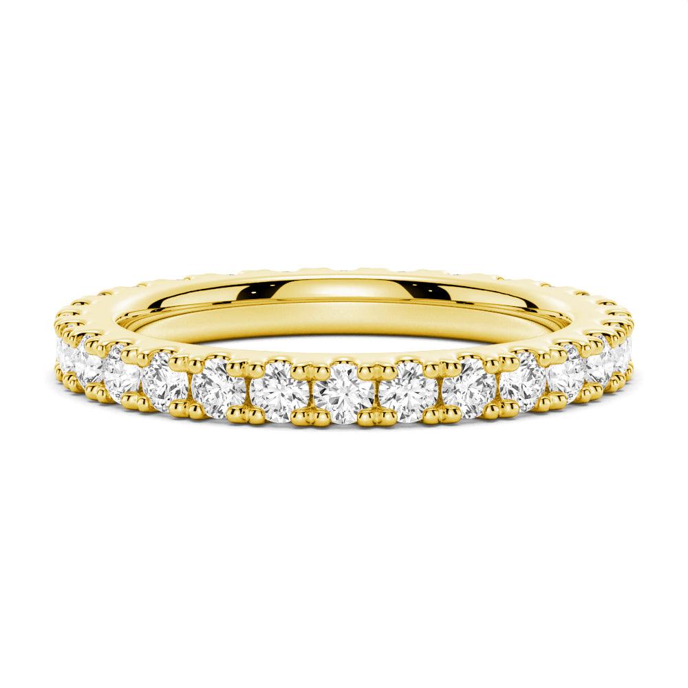 French Pave Round Cut Moissanite Eternity Band Ring - 14K White Gold Wedding Anniversary Stackable Ring for Women, Perfect for Bridal Jewelry, Engagement Gift & Special Occasions