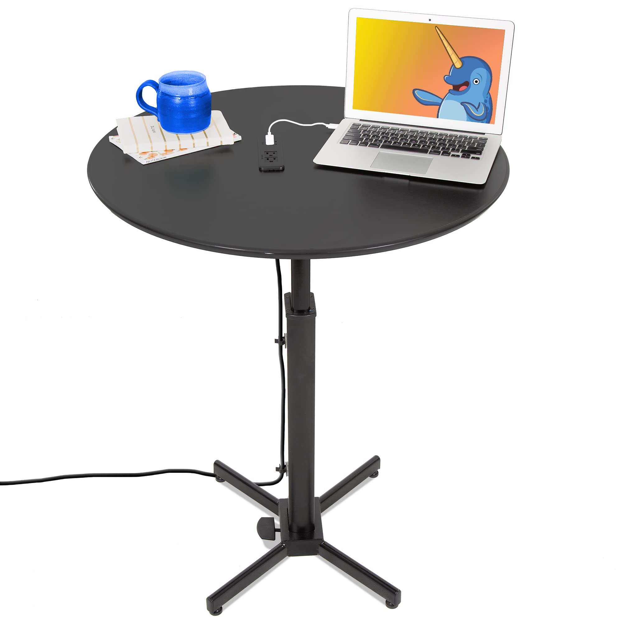 Height Adjustable Round Charging Table with Built-In AC Outlets & USB Ports | Fast Multi-Device Charging Station | Perfect for Office, Café, School, Library & Home Use | 31.5
