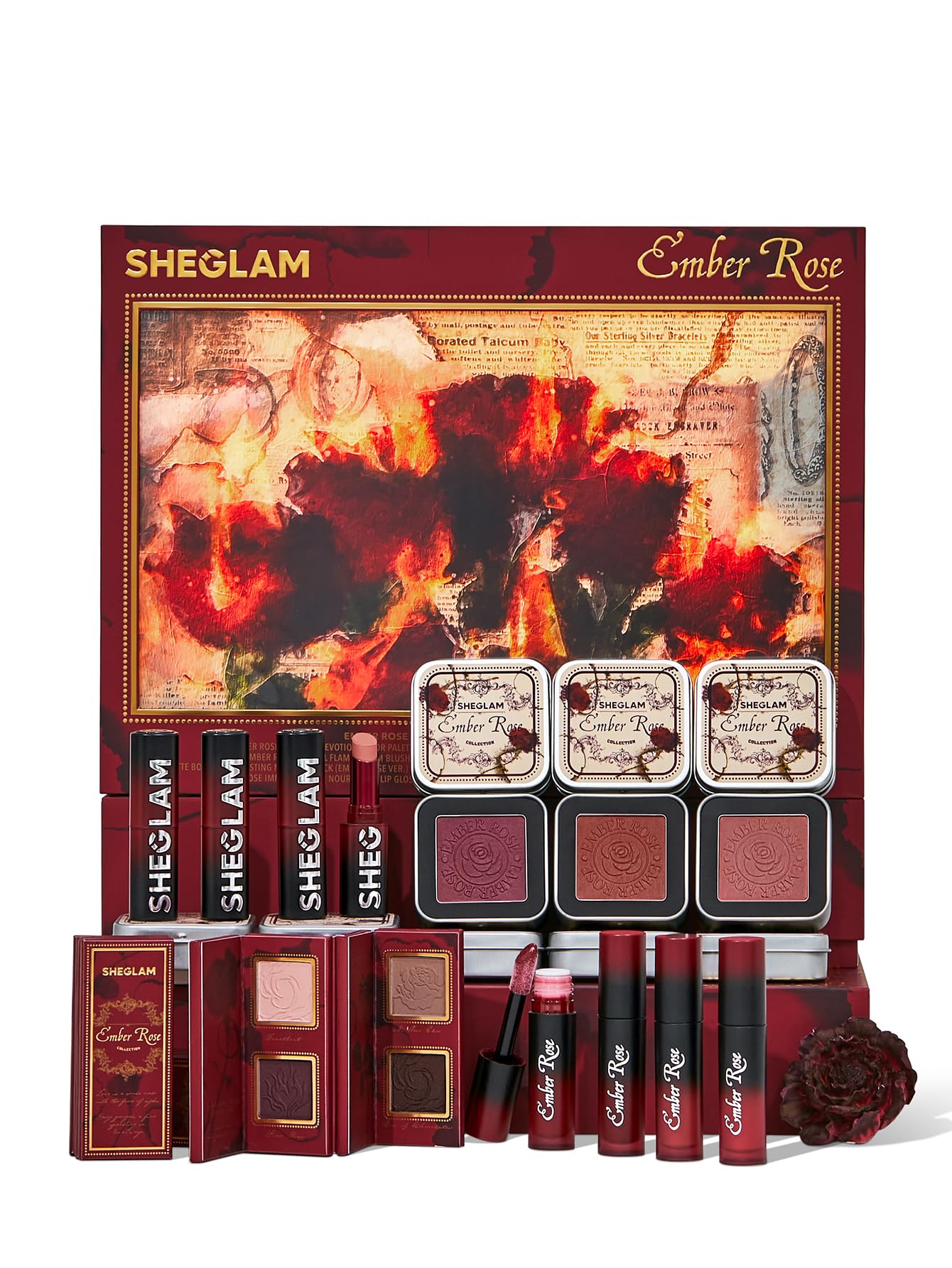SHEGLAM Ember Rose Collection - Valentine's Day Gift Set with Pink Lip Gloss, Blush, Lipstick & Eyeshadow | Romantic Date Night Makeup Kit | Perfect for Valentine's Gifts, Bridal Makeup, and Special Occasions