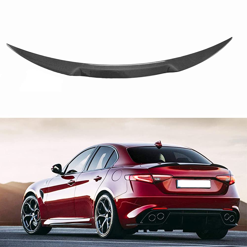 Meyffon Real Carbon Fiber Rear Trunk Spoiler Wing for 2016-2021 Alfa Romeo Giulia - Enhances Aerodynamics & Sporty Style for Car Enthusiasts