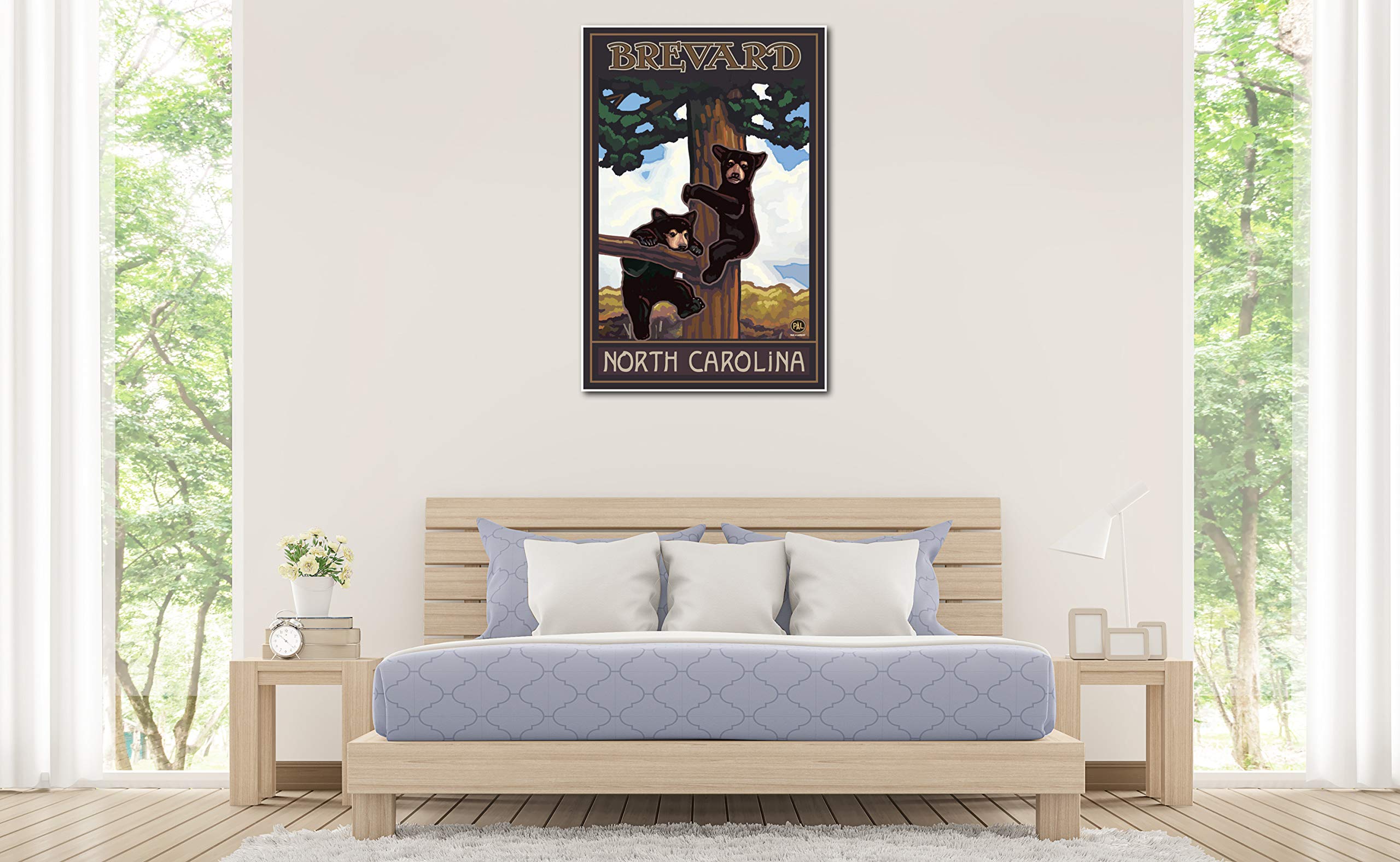 Two Bears in Tree Giclee Art Print Poster - Brevard North Carolina Landscape Artwork by Artist Paul A. Lanquist - 30x45 Inches - Perfect for Home Decor, Office Wall Art & Nature Lover Gifts