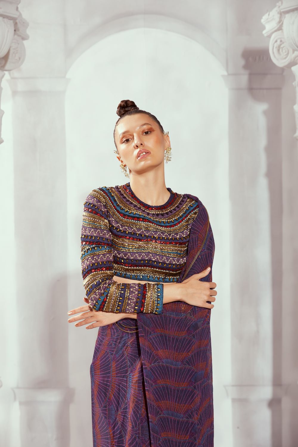 Byzantine Embroidered Crop Top Women's Fashion Boho Blouse - Perfect for Summer Festivals, Beach Vacations & Date Nights
