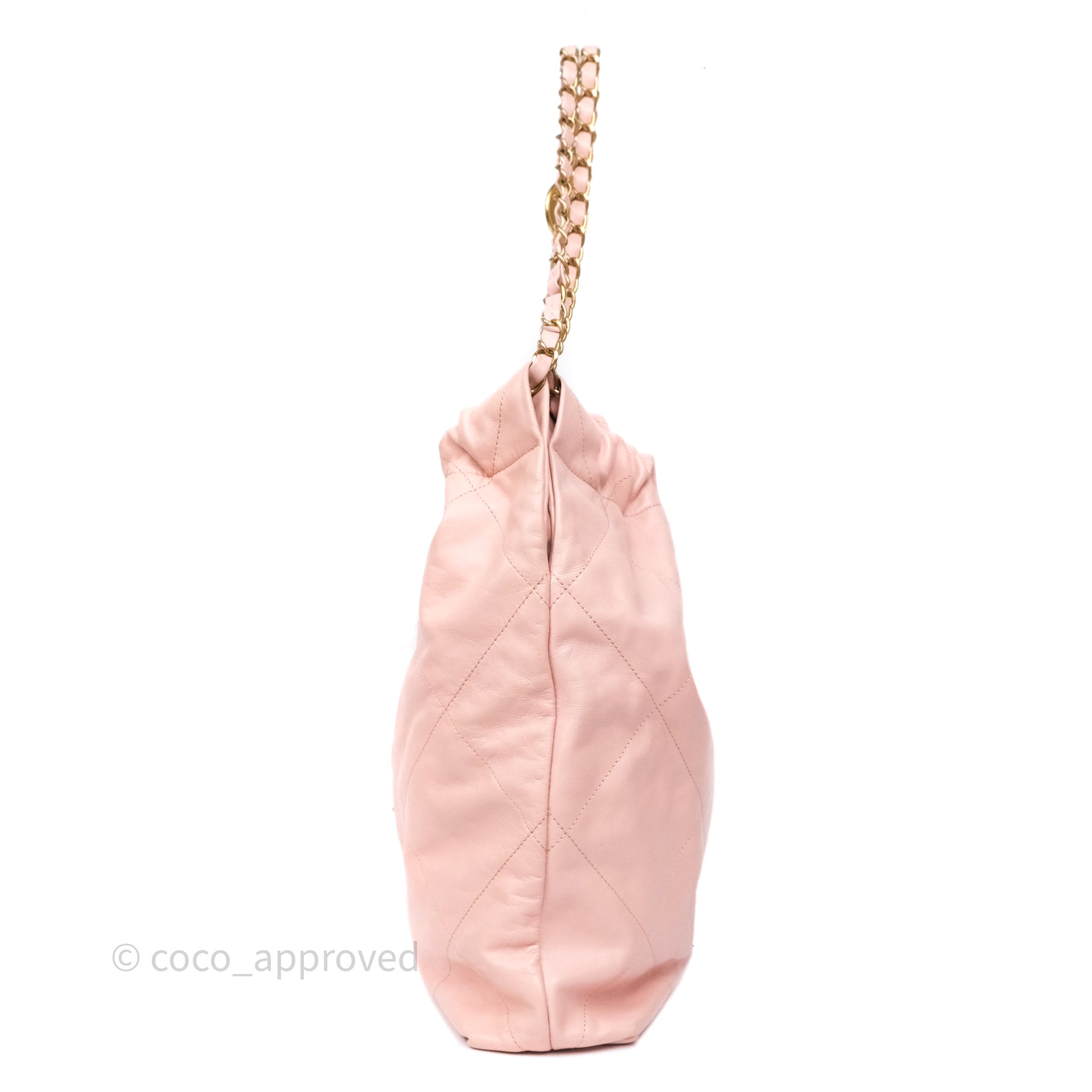 Chanel 22 Medium Handbag in Pink Crumpled Calfskin with Aged Gold Hardware - Luxury Crossbody Bag for Women, Perfect for Date Night & Special Occasions