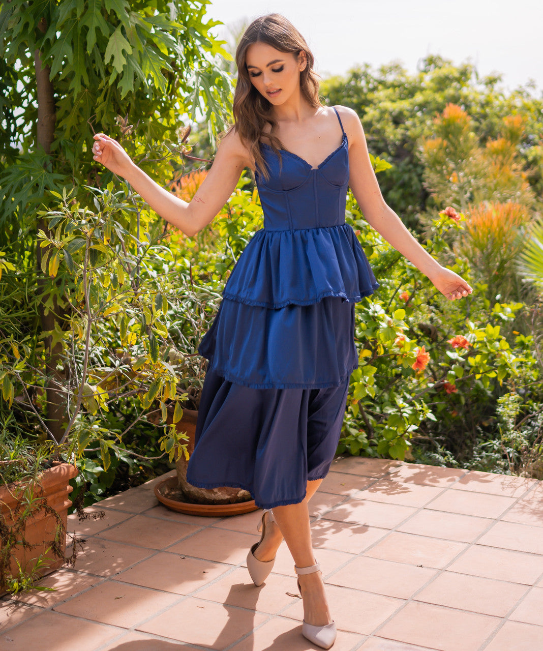 Maeve Corset Midi Dress in Navy Blue - Elegant Bodycon Dress for Women, Perfect for Cocktail Parties, Date Nights & Special Occasions
