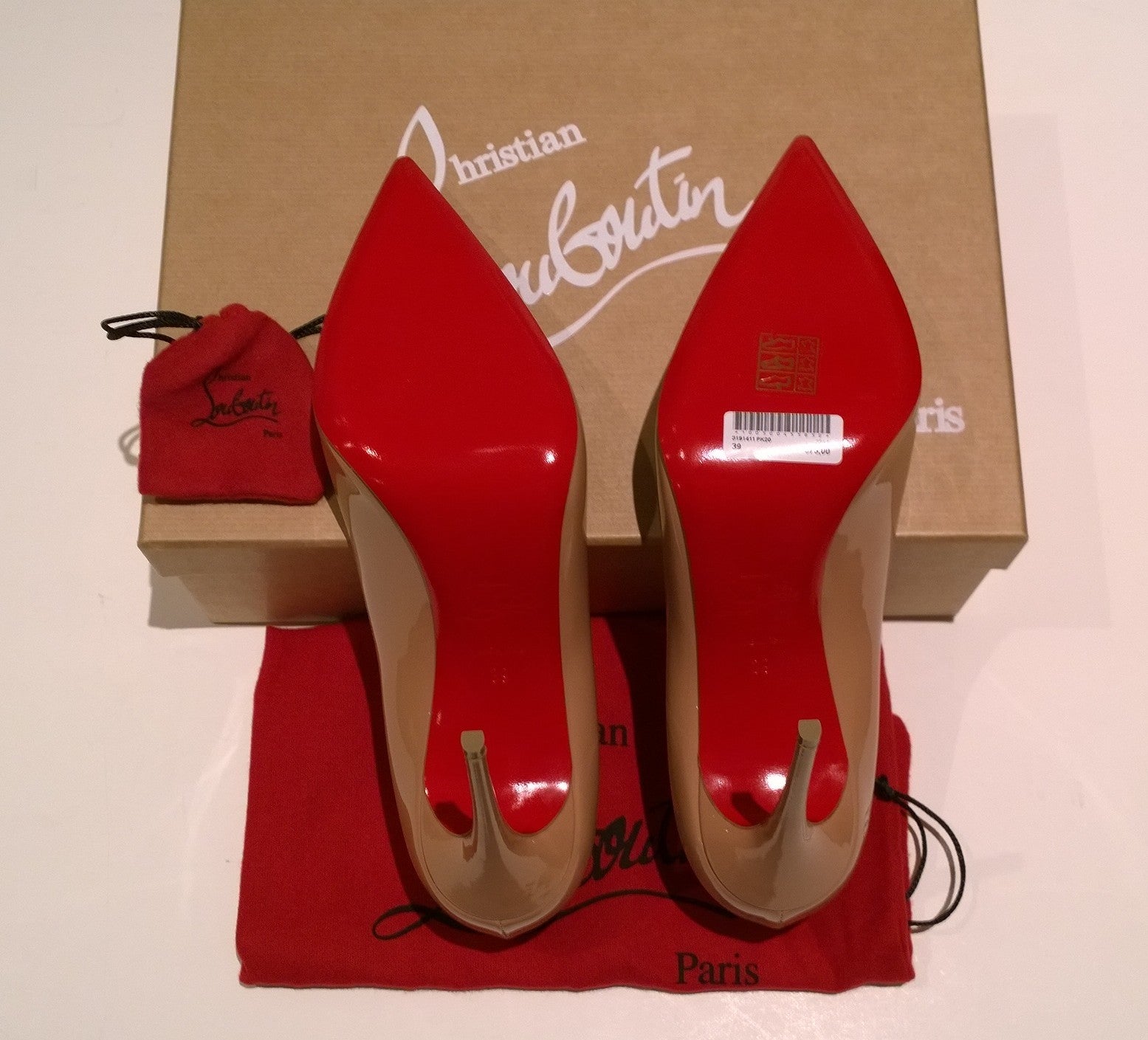Christian Louboutin Kate 100mm Beige Nude Patent Leather Pumps - Luxury Designer High Heels for Women | Perfect for Weddings, Parties & Special Occasions