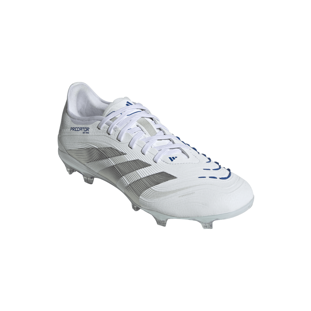 Adidas Predator Pro FG Soccer Cleats for Men - White/Silver Metallic/Bright Royal - Firm Ground Football Boots for Professional Play & Training