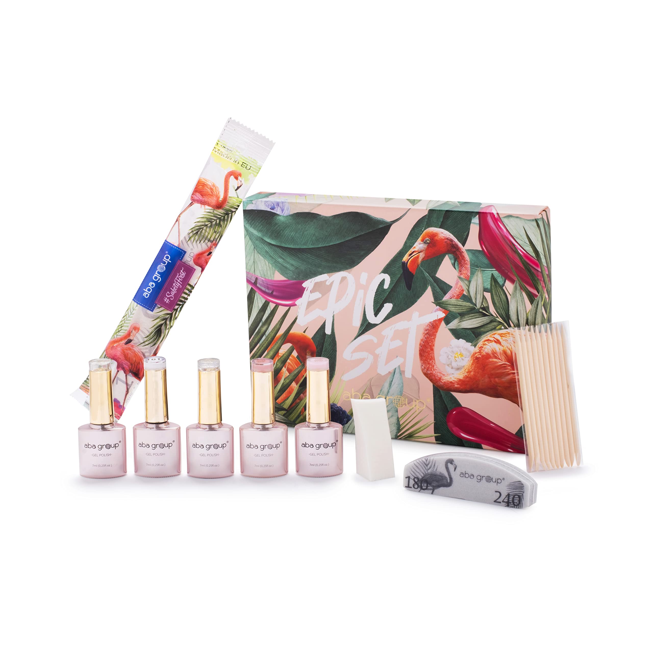 Aba Group Professional Semi-Permanent Nail Polish Kit - 9 Colors UV Gel Polish Set with Nail Buffer & Files - Complete Manicure Kit for Home & Salon Use - Perfect for Parties, Weddings & Daily Nail Care