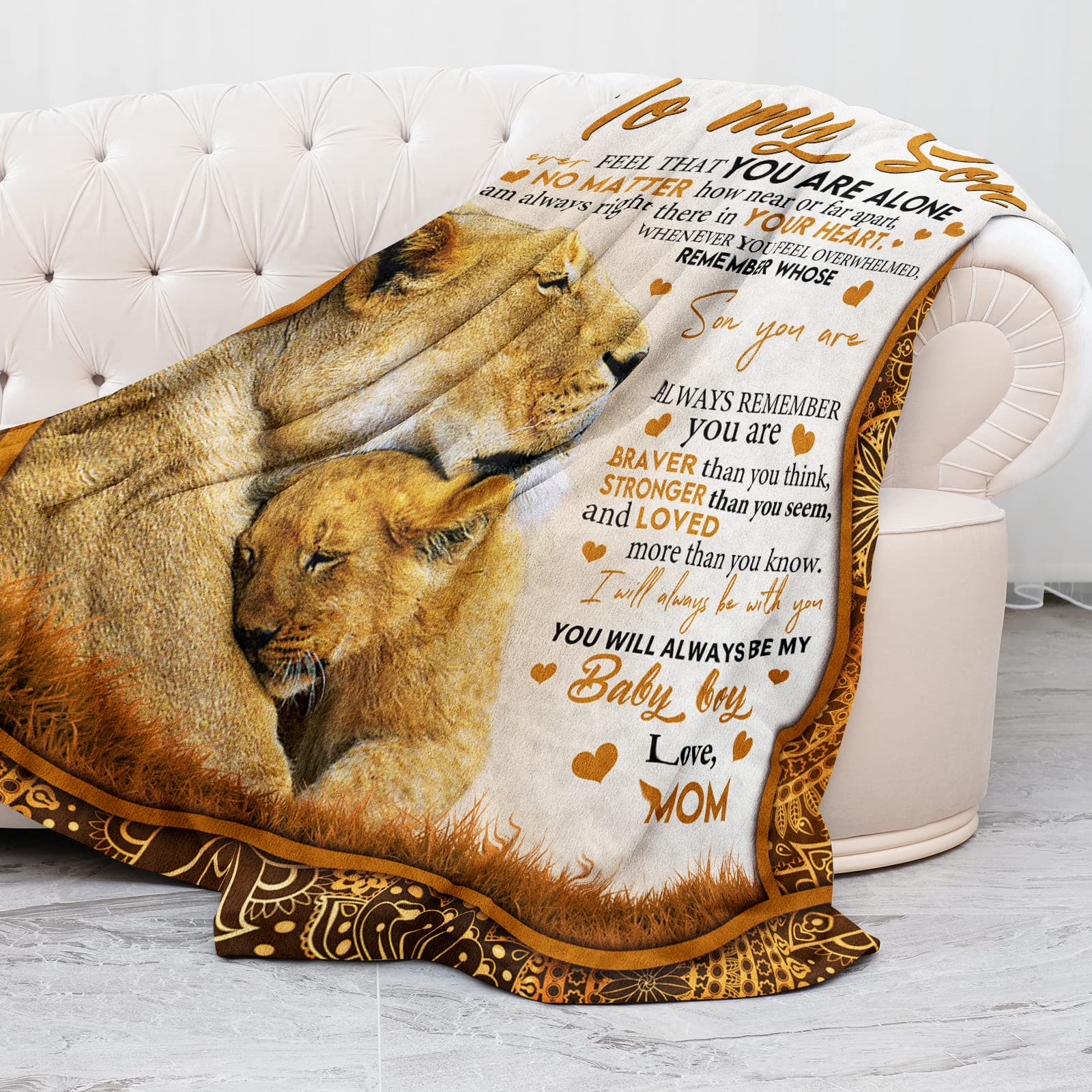 Mom to Son Blanket - 60x50 Inch Throw for Birthday, Graduation Gifts