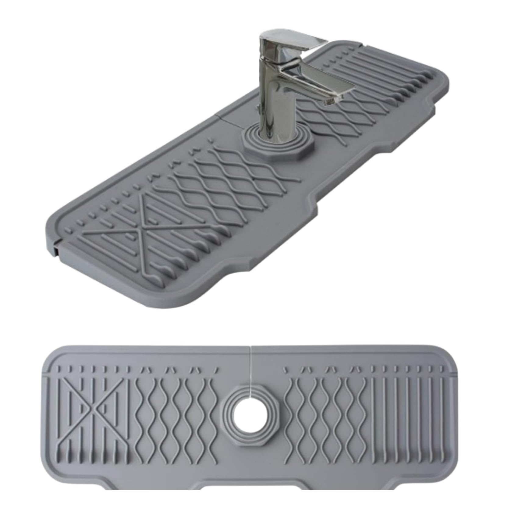 24 Inch Silicone Sink Faucet Mat - Premium Grey Waterproof Protector, Anti-Slip & Heat-Resistant, Easy to Clean Kitchen Sink Mat - Perfect for Kitchen Sinks, Faucets, Countertops & Dishwashing Areas