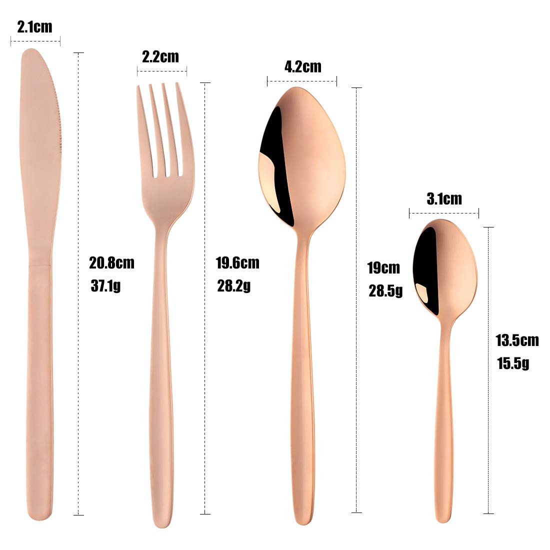 BuyGo 24-Piece Stainless Steel Rose Gold Silverware Set - Elegant Flatware Dinnerware for 6 People | Hand-Polished & Dishwasher Safe | Perfect for Camping, Picnics & Outdoor Dining