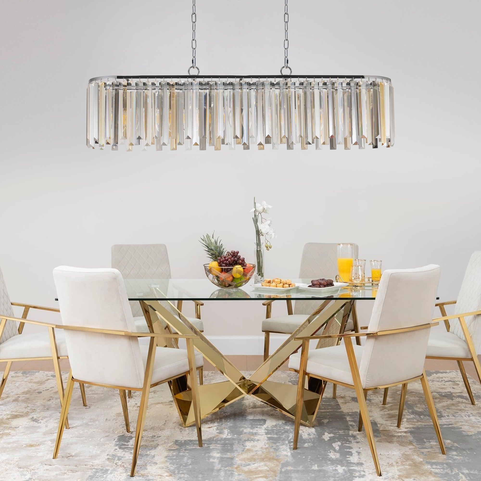 Elegant 39-Inch Crystal Ceiling Chandelier with Metal Frame & K9 Crystals - Perfect for Dining Room, Living Room, or Bedroom Lighting Decor